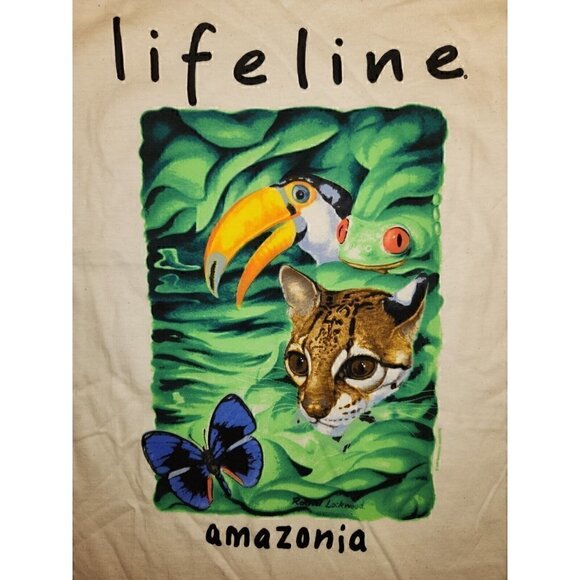 Vintage Life Line Amazonia Rachel Lockwood Single Stitch 1992 Adult XL Hanes - Picture 1 of 15